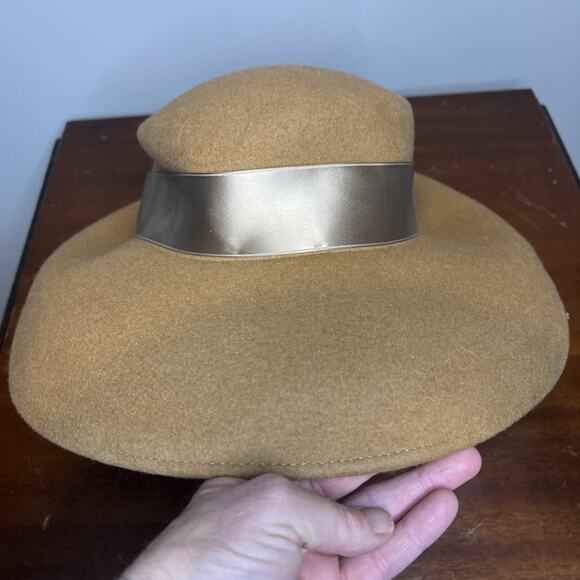 Vintage Lord & Taylor 100% Wool Made In Italy Church Hat Tan Beige main image 8